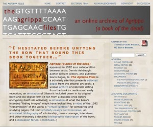 screenshot of The Agrippa Files site
